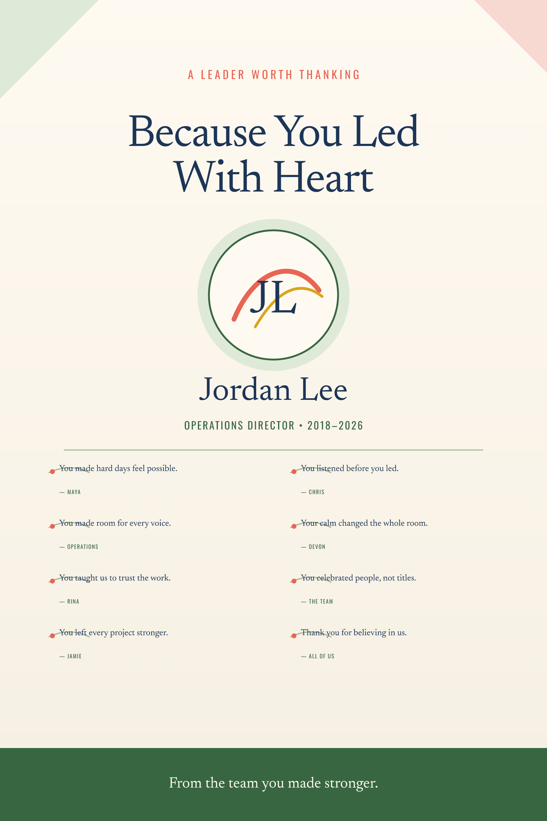 Because You Led With Heart — Personalized Boss Appreciation Poster — view 2