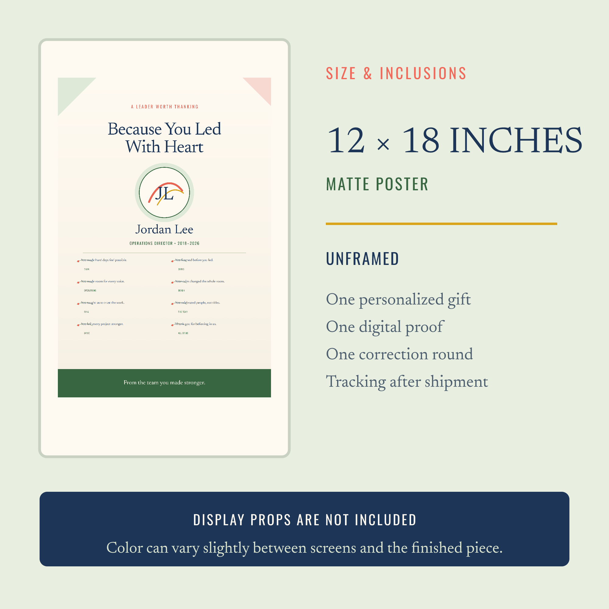 Because You Led With Heart — Personalized Boss Appreciation Poster — view 5